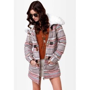 Roxy Chestnut Way Print Coat size Medium